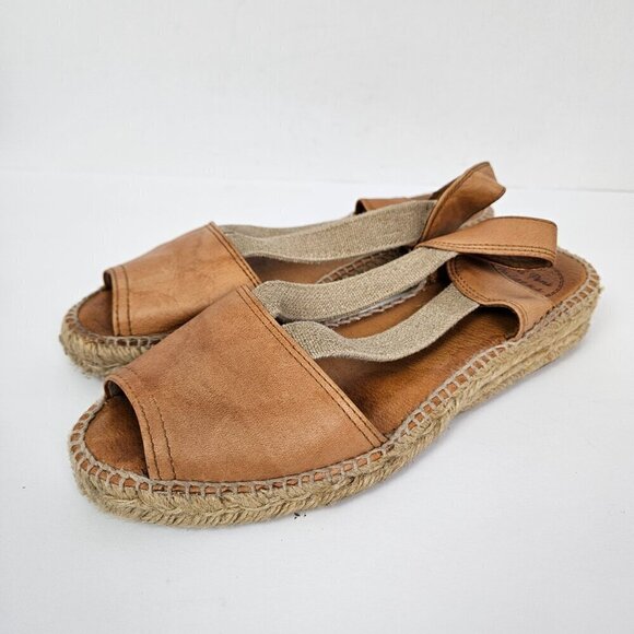 Toni Pons Origens Etna Camel/Tan Leather Espadrille Platform Sandal EU 39/US 8 - Picture 10 of 15